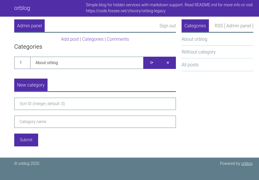 Amin panel categories management